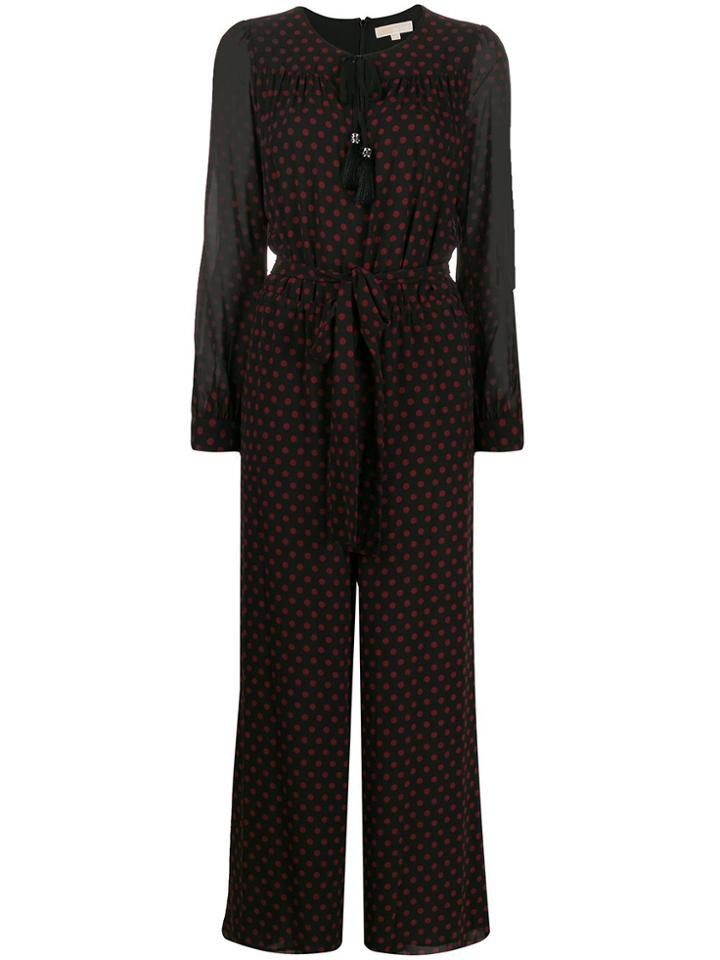 Michael Michael Kors Polka Dot Tassel Detail Jumpsuit - Black