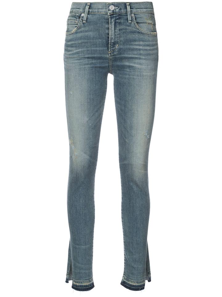 Slit Hem Skinny Jeans - Women - Cotton/polyester/polyurethane - 25, Blue, Cotton/polyester/polyurethane, Citizens Of Humanity