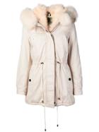 Alessandra Chamonix Classic Fur Lined Parka Coat - Nude & Neutrals