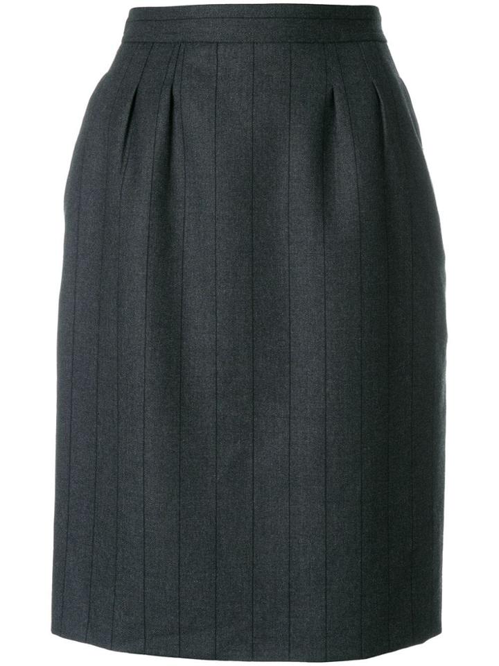 Yves Saint Laurent Pre-owned Tonal Stripe Straight Skirt - Grey