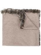 N.peal Fur Trim Woven Cashmere Shawl - Nude & Neutrals