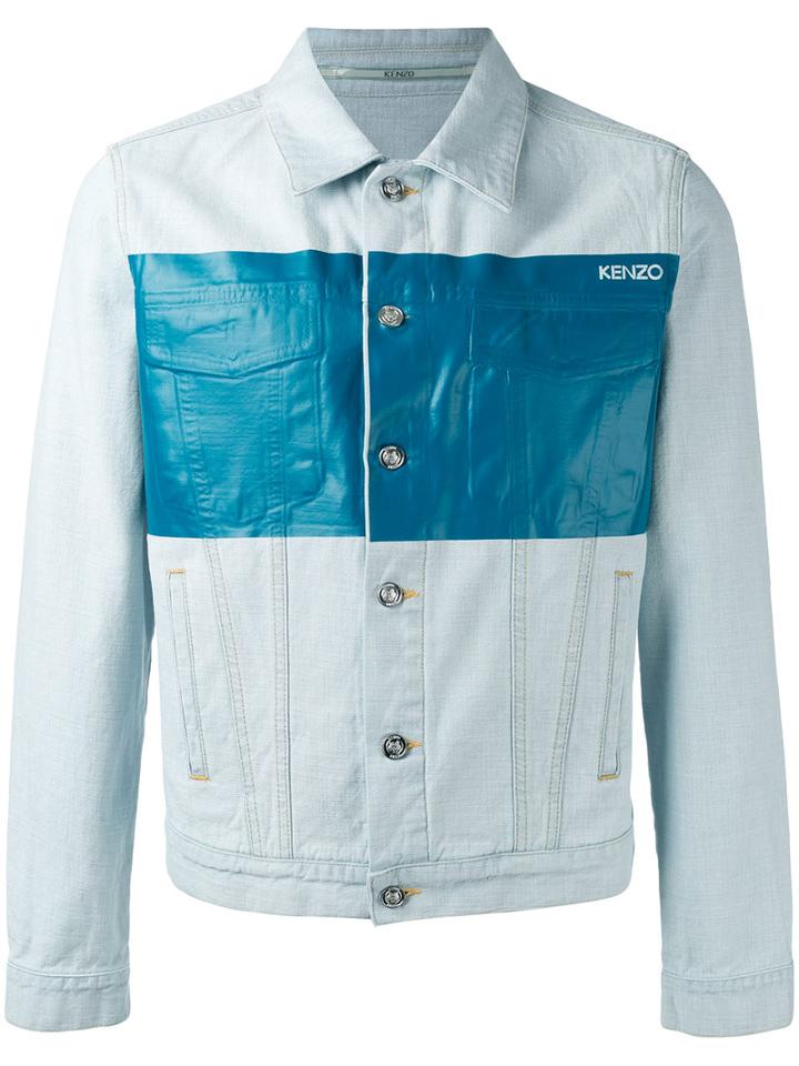 Kenzo Metallic Panel Denim Jacket, Men's, Size: Large, Blue, Cotton/polyester