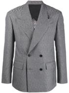 Versace Tonal Chevron Pattern Blazer - Black