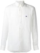Etro - Logo Embroidered Shirt - Men - Linen/flax - Xxl, White, Linen/flax