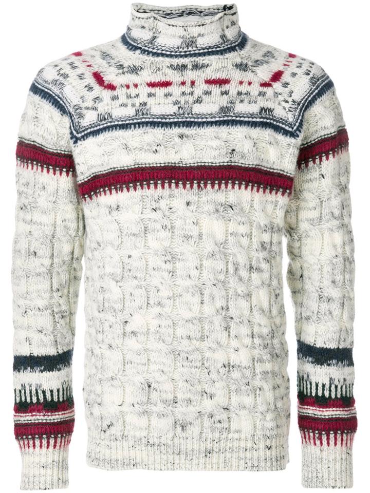 Roberto Collina High Neck Patterned Jumper - White