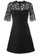 Valentino Lace And Crepe Mini Dress, Women's, Size: 38, Black, Virgin Wool/silk/cotton/silk