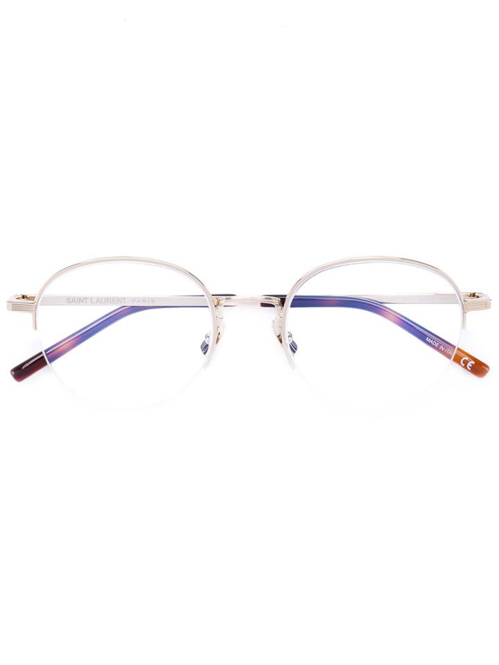 Saint Laurent - Round Frame Glasses - Unisex - Metal (other) - One Size, Grey, Metal (other)