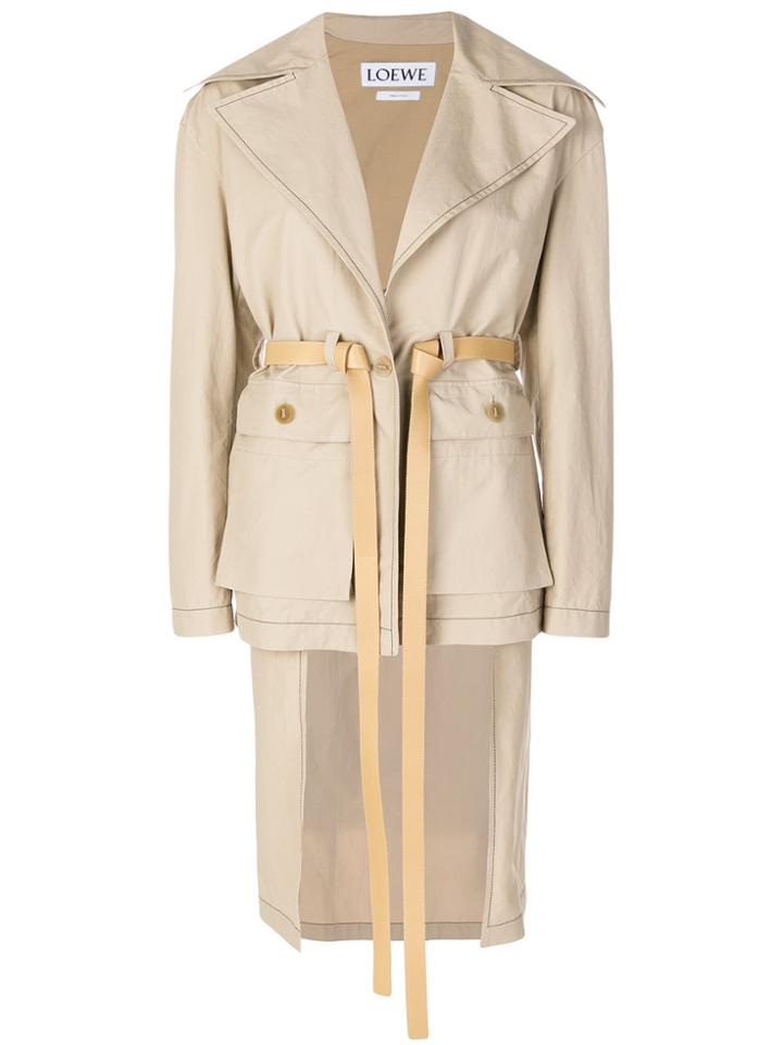 Loewe Asymmetric Hem Trench Coat - Nude & Neutrals