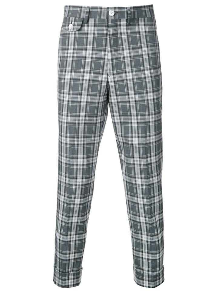 Education From Youngmachines Cropped Checked Pants, Men's, Size: 2, Grey, Polyester/polyurethane/rayon
