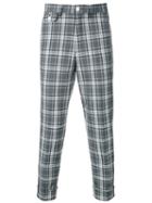 Education From Youngmachines Cropped Checked Pants, Men's, Size: 2, Grey, Polyester/polyurethane/rayon
