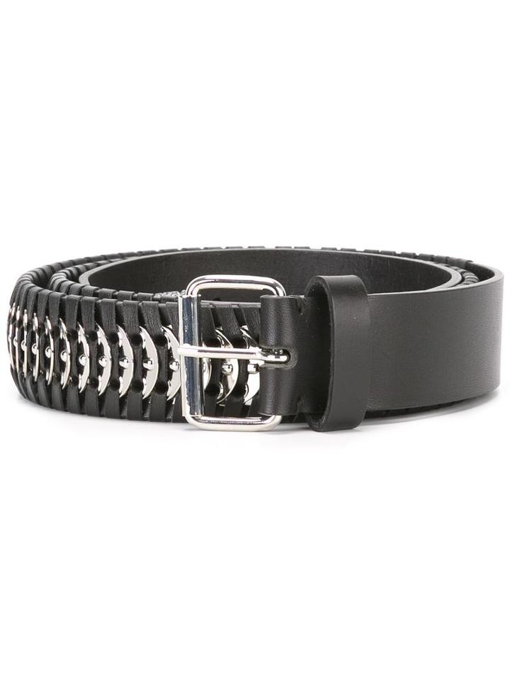 Dsquared2 Coin Braid Belt, Men's, Size: 100, Black, Leather/metal