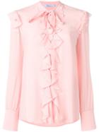Blumarine Ruffled Front Shirt - Pink & Purple