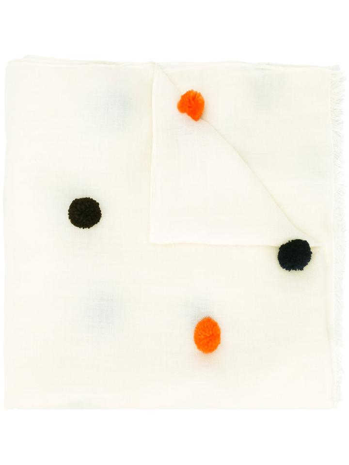 Ps By Paul Smith Pom Pom Scarf, Women's, White, Wool