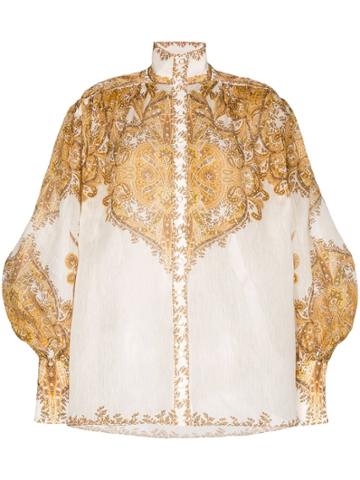 Zimmermann Zippy Billow Blouse - Brown
