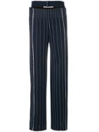 Valentino Straight Leg Belted Pinstripe Trousers - Blue