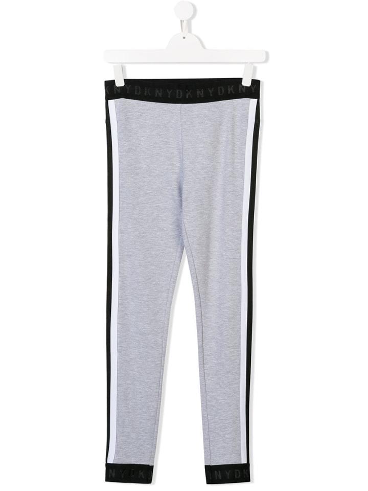 Dkny Kids Teen Side Stripe Jersey Leggings - Grey
