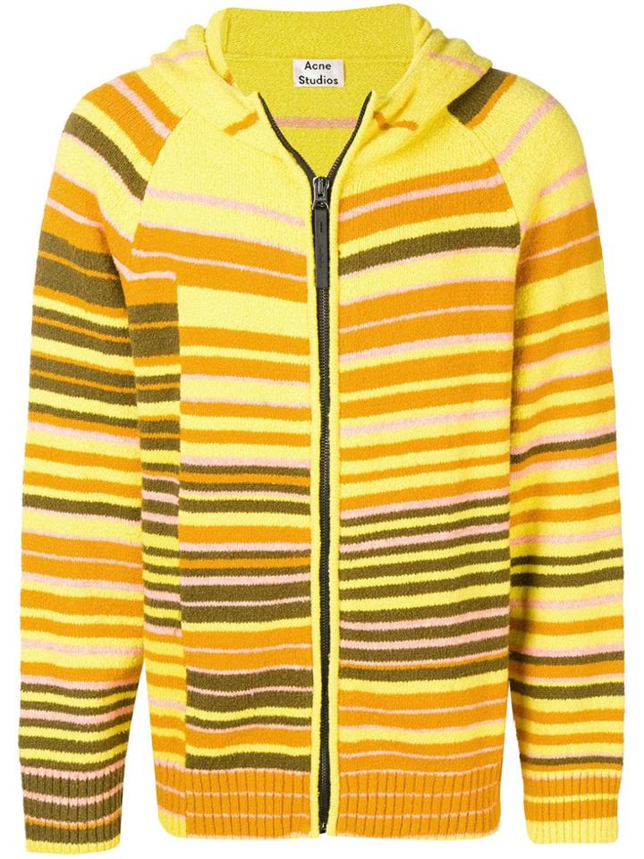 Acne Studios Alternating Stripe Zip Sweater - Yellow
