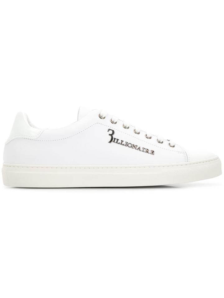 Billionaire Logo Plaque Sneakers - White