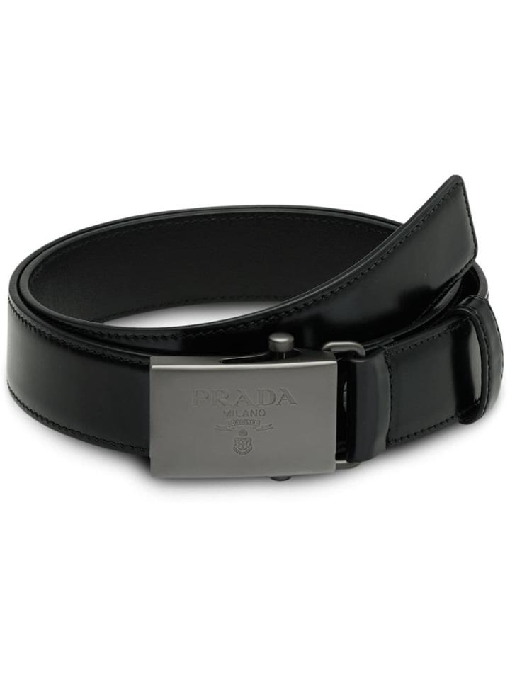 Prada Brushed Leather Belt - Black