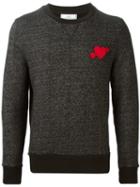 Ami Alexandre Mattiussi Heart Breakcoeur Patch Sweatshirt, Men's, Size: Medium, Black, Cotton/polyester/spandex/elastane