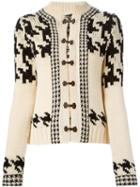 Yohji Yamamoto Vintage Houndstooth Intarsia Cardigan, Women's, Size: 3, Nude/neutrals