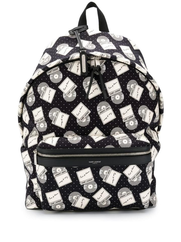 Saint Laurent Vinyl Record Print Backpack - Black