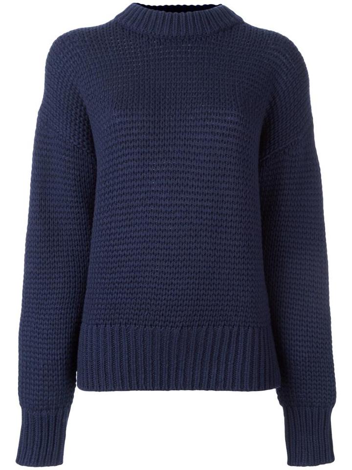 Dkny Crew Neck Jumper, Women's, Size: Xs, Blue, Wool/nylon