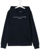 Tommy Hilfiger Junior Teen Logo Embroidered Hoodie - Blue