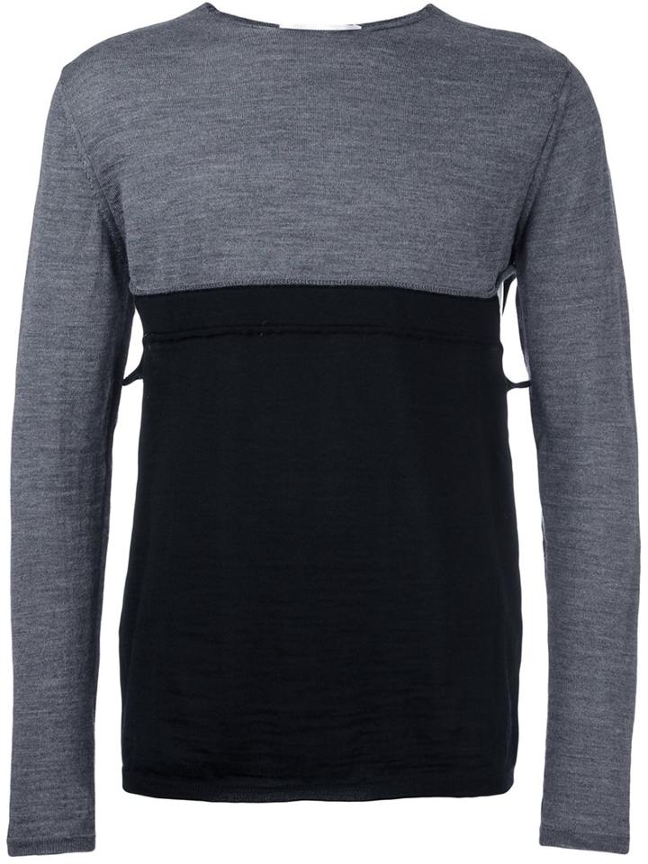 Comme Des Garçons Shirt Colour Block Pullover, Men's, Size: Xl, Grey, Wool