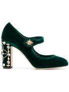 Dolce & Gabbana Velvet Mary Jane Pumps - Green