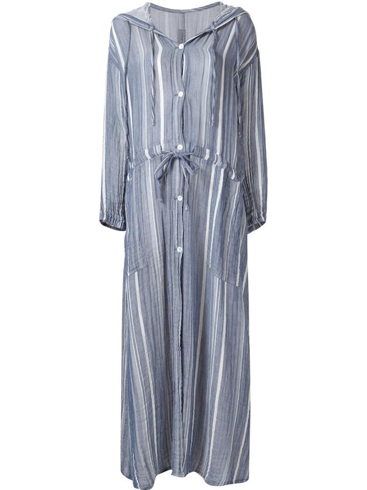 Raquel Allegra Striped Hooded Lightweight Trench Coat