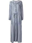 Raquel Allegra Striped Hooded Lightweight Trench Coat