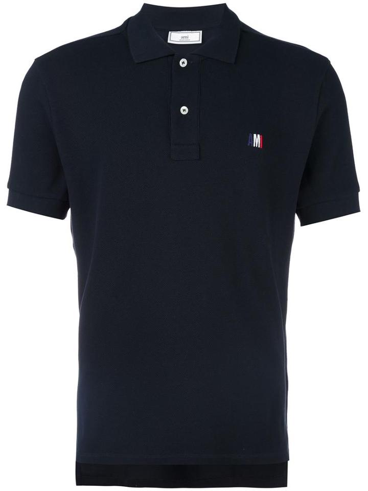 Ami Alexandre Mattiussi Small Logo Polo Shirt, Men's, Size: Large, Blue, Cotton