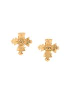 Chanel Pre-owned Cross Cc Earrings - Gold