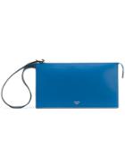 Céline Logo Print Clutch Bag, Women's, Blue, Leather