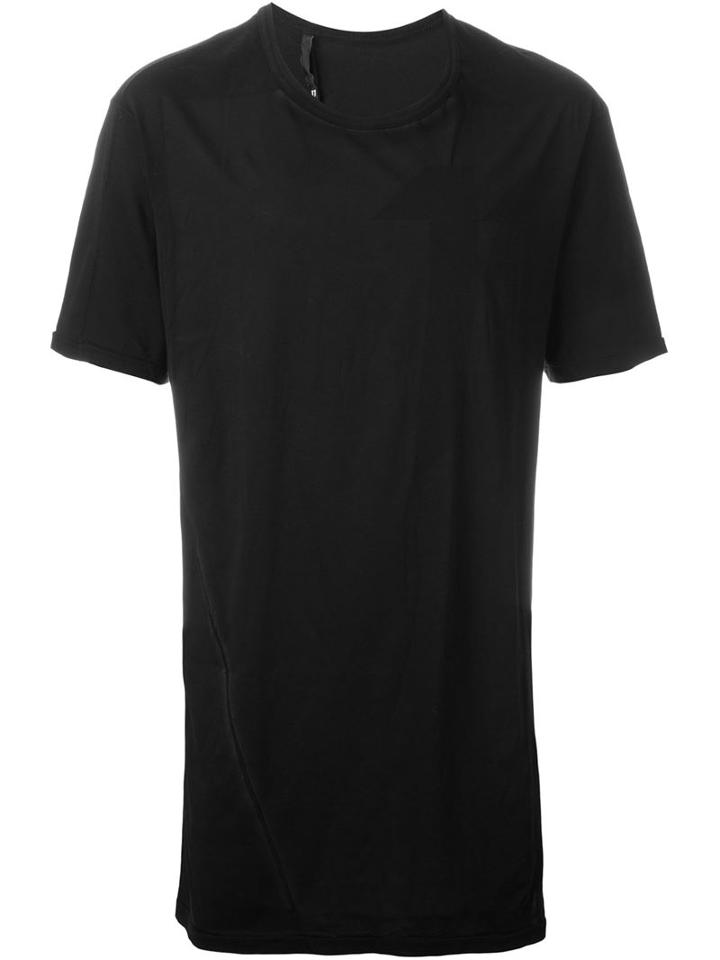 11 By Boris Bidjan Saberi Diagonal Seam Longline T-shirt, Men's, Size: Xs, Black, Cotton
