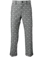 Sacai Aloha Embroidered Trousers, Men's, Size: 3, Grey, Cotton