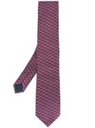Lanvin Slanted Square Pattern Tie - Pink & Purple