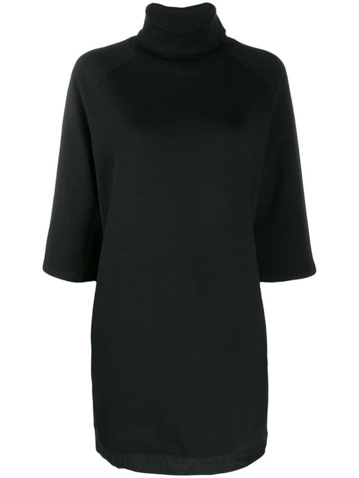 Emporio Armani Roll Neck Sweatshirt Dress - Black