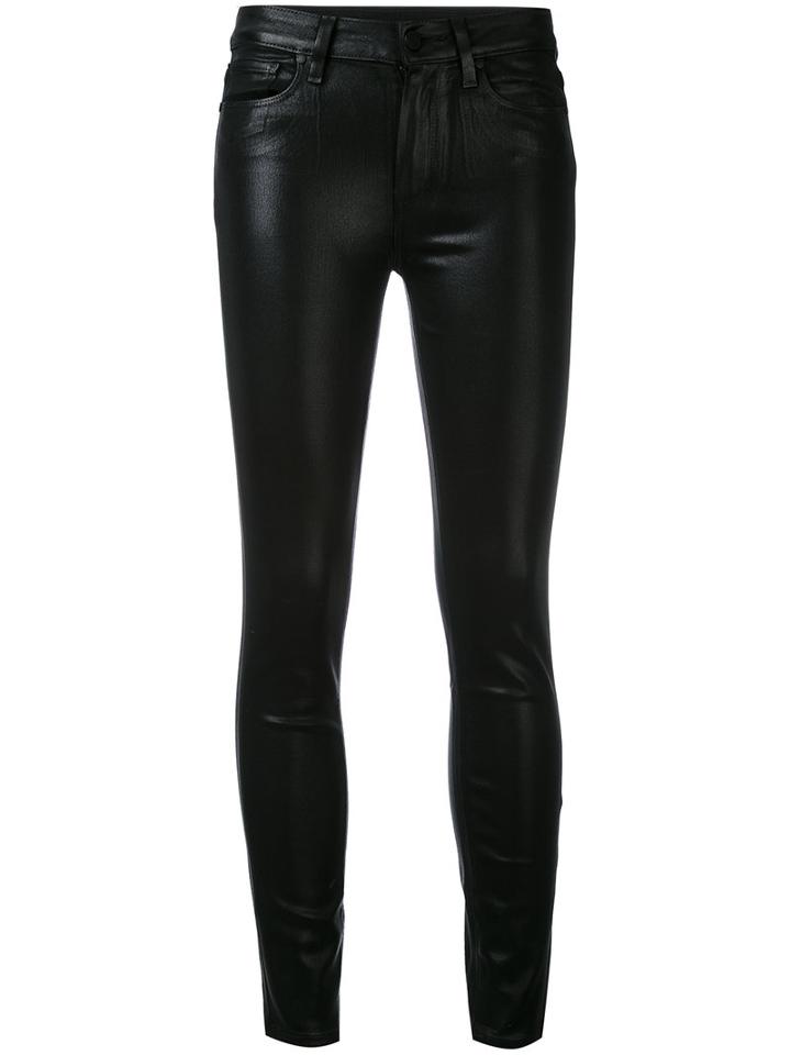 Paige - 'hoxton' Coated Cropped Jeans - Women - Cotton/polyester/spandex/elastane/rayon - 28, Black, Cotton/polyester/spandex/elastane/rayon