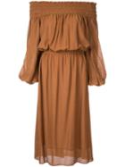 Estnation - Bardot Peasant Dress - Women - Rayon - 38, Brown, Rayon