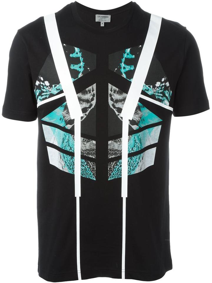 Les Hommes Urban Abstract Print T-shirt, Men's, Size: Xl, Black, Cotton