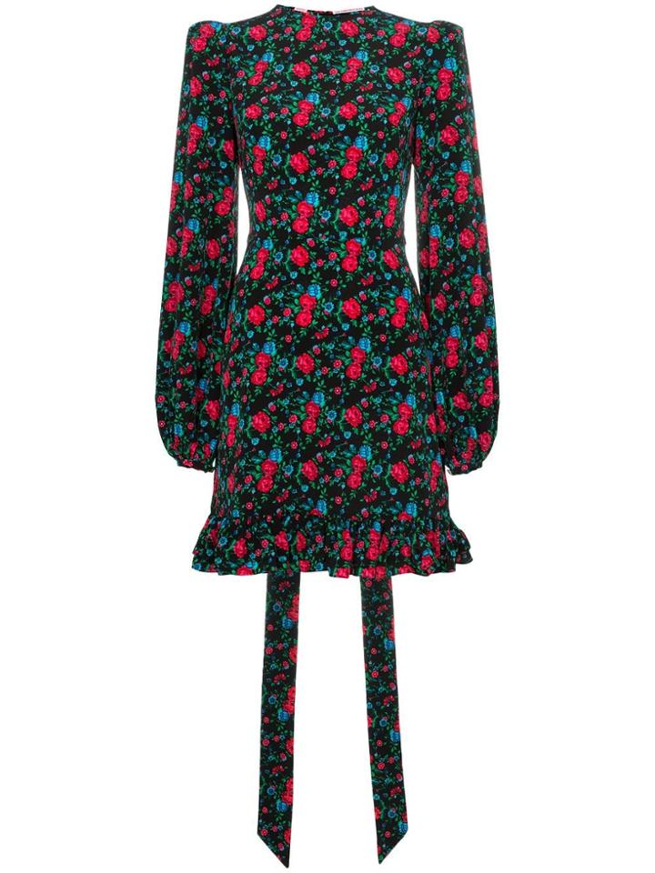 The Vampire's Wife Belle Floral Print Ruffle Hem Dress - Black