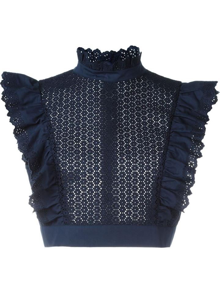 Philosophy Di Lorenzo Serafini Sleeveless Crochet Ruffle Crop Top