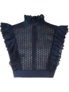 Philosophy Di Lorenzo Serafini Sleeveless Crochet Ruffle Crop Top