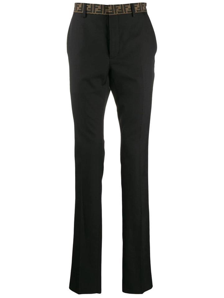 Fendi Monogram Waistband Tailored Trousers - Black