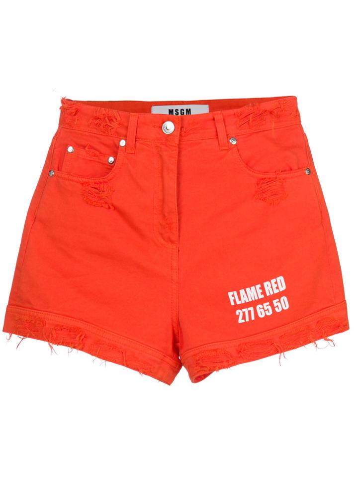 Msgm Front Printed Shorts - Yellow & Orange