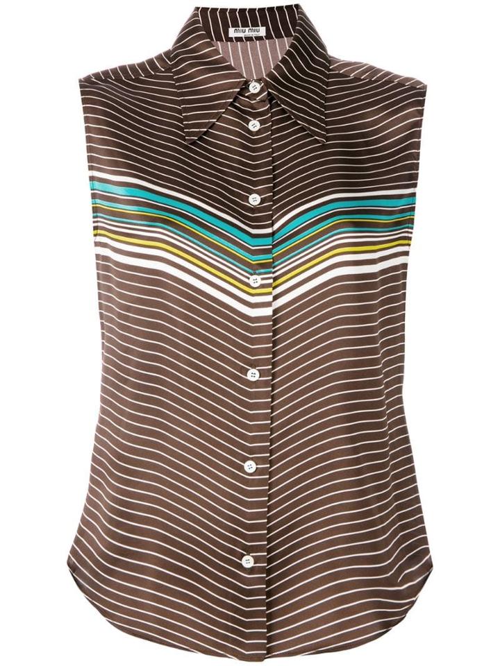Miu Miu Paneled-sleeved Blouse - Brown