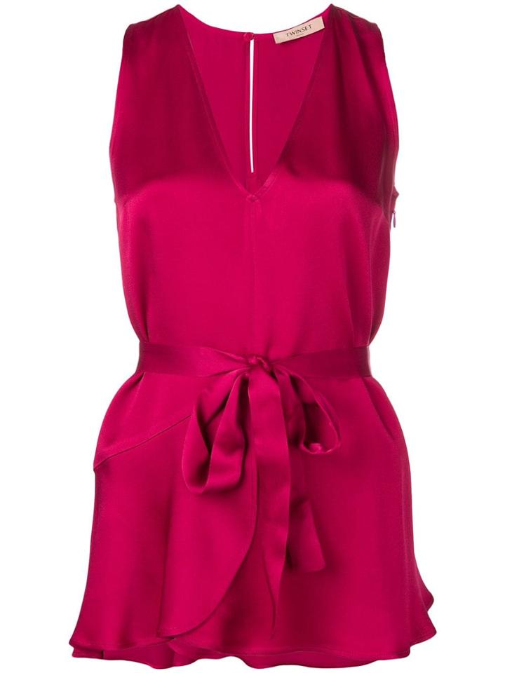 Twin-set Belted Sleeveless Blouse - Pink