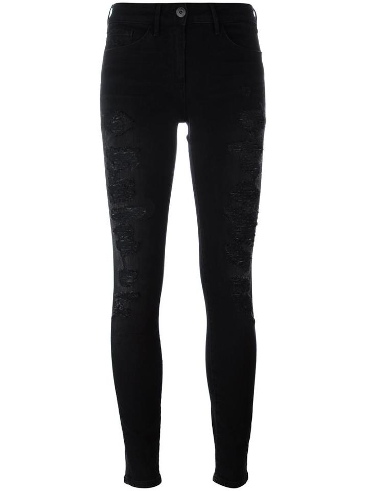 3x1 'stretch W2 Split Seam Bell' Jeans, Women's, Size: 24, Black, Cotton/polyester/spandex/elastane